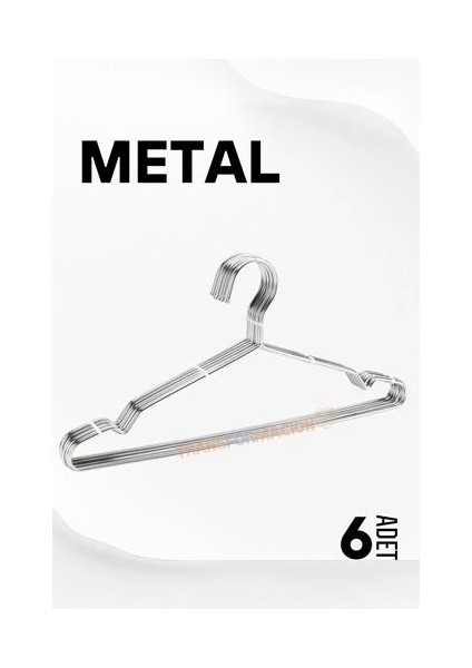 Metal Elbise Askısı Ekonomik 6 Adet Askı Seti