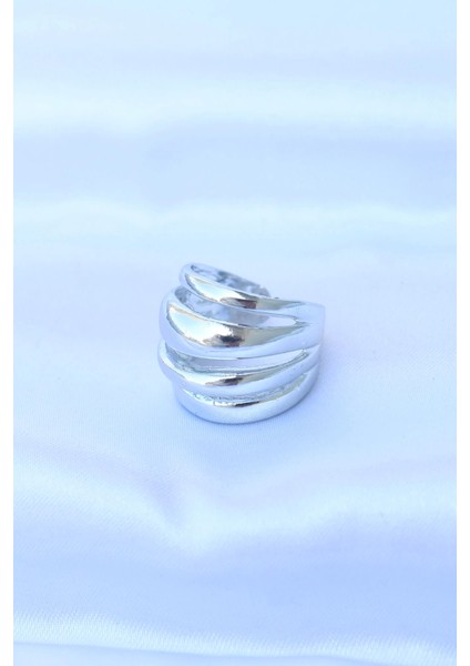 Bfs Pirinç Gümüş Renk Ayarlanabilir Tırtıklı Bombe Yüzük fiyatları