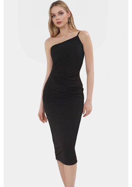 Nefes Alan Örme Midi Elbise Kolsuz Bodycon Kalıp Polyester Elastan Günlük Şıklık Özenle Seçilmiş