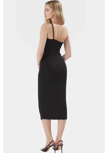 Nefes Alan Örme Midi Elbise Kolsuz Bodycon Kalıp Polyester Elastan Günlük Şıklık Özenle Seçilmiş fiyatları
