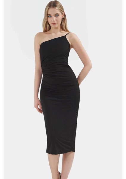 Nefes Alan Örme Midi Elbise Kolsuz Bodycon Kalıp Polyester Elastan Günlük Şıklık Özenle Seçilmiş modelleri