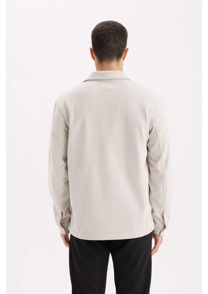 Regular Fit Polo Yaka Fitilli Kadife Gömlek Ceket D3380AX24AU