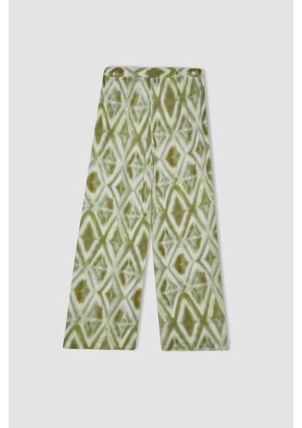 Relax Fit Viskon Kumaş Pantolon Desenli Cepli Geniş Paça Krinkıl D3794AX24AU