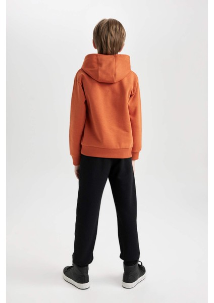 Erkek Çocuk 2'li Takım Kaplan Baskılı Kapüşonlu Sweatshirt Beli Lastikli Jogger Eşofman Altı D3559A824WN