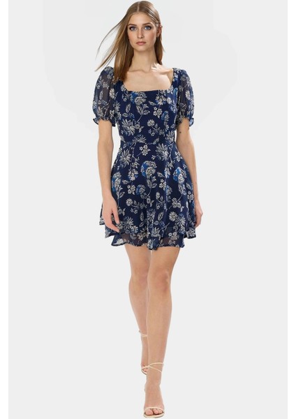 Çiçek Desenli Şifon Elbise Yazlık Mini Skater Günlük Kullanım Için Trend Tasarım fiyatları