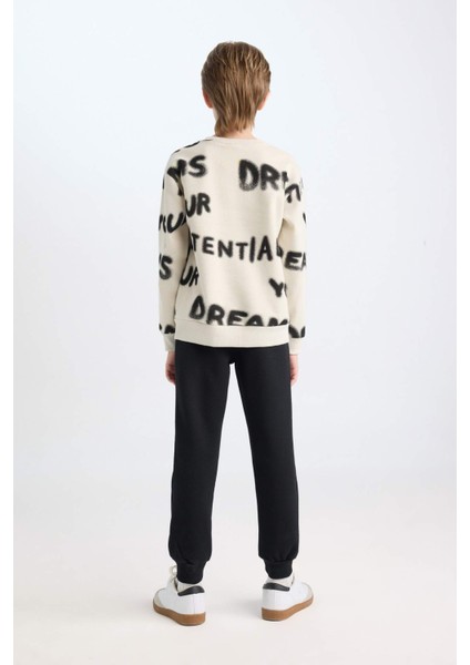 Erkek Çocuk 2'li Takım Desenli Sweatshirt Beli Lastikli Eşofman Altı D3562A824WN