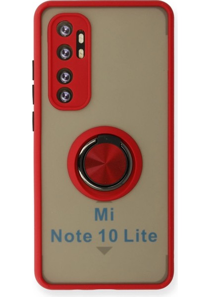 Xiaomi Mi Note 10 Lite Kılıf Montreal Yüzüklü Silikon Kapak - Kırmızı - PHN5917-6336