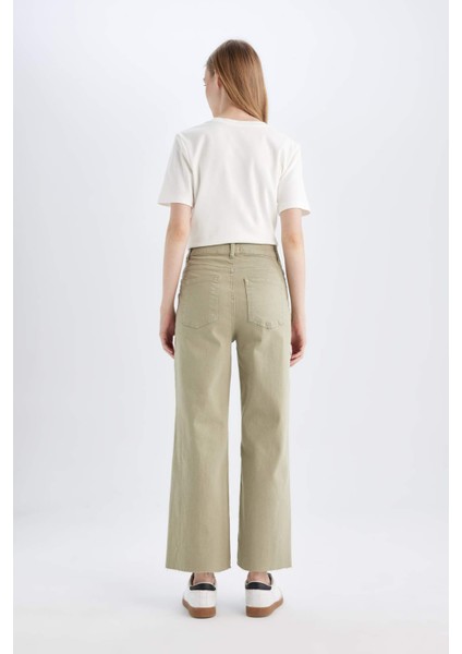 Culotte Yüksek Bel Paça Ucu Kesik Crop Jean Pantolon D2966AX24HS