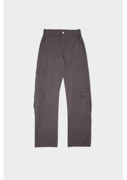 Straight Fit Gabardin Pantolon Kargo Cepli Normal Bel Düz Paça D3762AX24AU