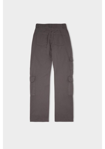 Straight Fit Gabardin Pantolon Kargo Cepli Normal Bel Düz Paça D3762AX24AU
