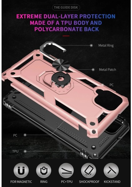 Samsung Galaxy A22 Kılıf Sofya Yüzüklü Silikon Kapak - Rose - PHN2942-1501 indirimleri