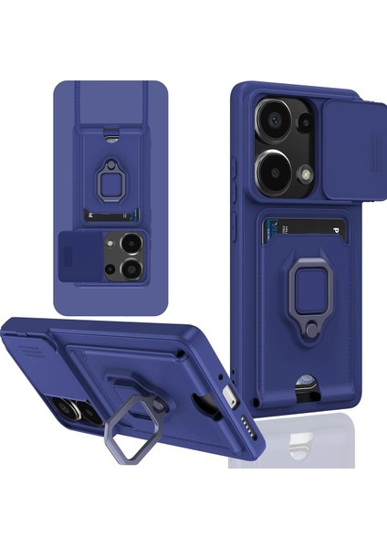 Xiaomi Redmi Note 13 Pro 4g Kılıf Zuma Kartvizitli Yüzüklü Silikon - Lacivert - PHN1948-4407