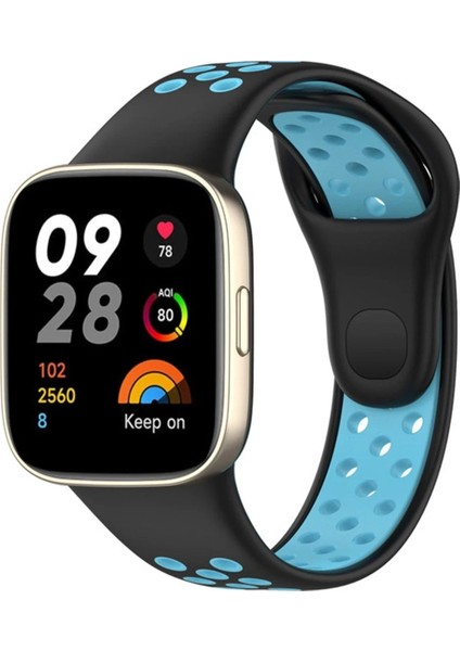 Xiaomi Redmi Watch 3 Spor Delikli Kordon - Siyah- Mavi - PHN8656- 7406