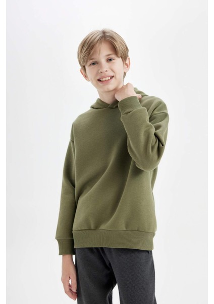 Erkek Çocuk Oversize Geniş Kalıp Sırt Baskılı Kapüşonlu Sweatshirt D3969A824WN