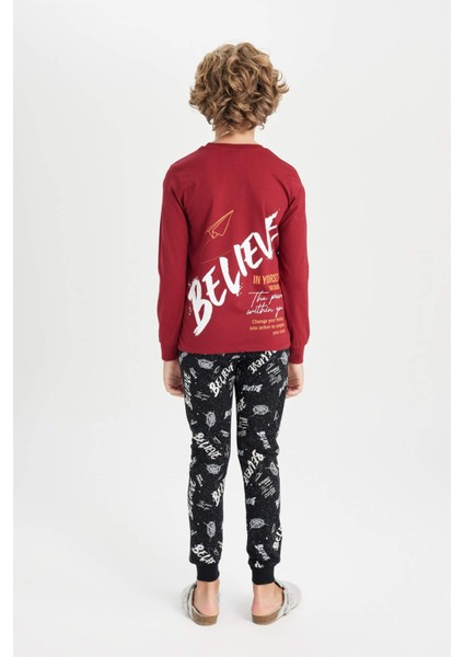 Erkek Çocuk Pijama Takımı Baskılı Uzun Kollu Üst Uzun Alt D2842A824AU