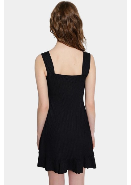 Çiçekli Desenli A Line Mini Elbise Örme Kumaş Kare Yaka Rahat Kalıp Kaliteli Işçilik Özel Tasarım fiyatları