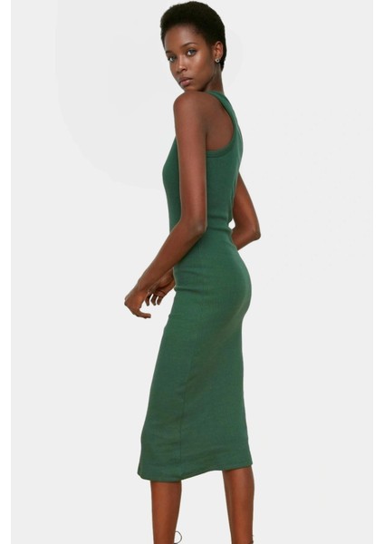 Yazlık Kolsuz Bodycon Örme Midi Elbise 98% Pamuk Rahat Kalıp Şık Görünüm Seçkin Malzeme