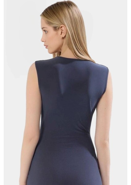 Rahat ve Şık Bodycon Midi Elbise Örme Kumaş V Yaka Büzgü Detaylar 120 cm Boy fiyatları