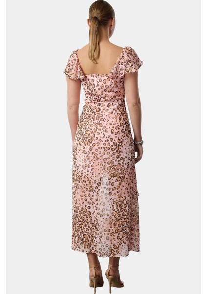 Çiçekli Astarlı Şifon Maxi Elbise Rahat A Kesim ve Kısa Kollar Zarifane Tasarım Özel fiyatları