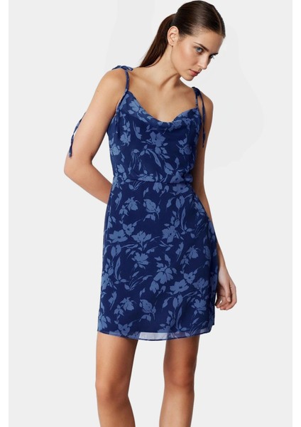 A Line Şifon Mini Elbise Çiçek Desenli Polyester Yazlık Günlük Kullanım Için Uzun Ömürlü