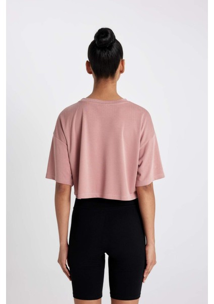 Fit Crop Bisiklet Yaka Sporcu Modal Kısa Kollu Tişört D2978AX24HS