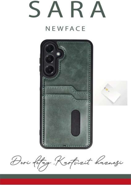 Samsung Galaxy A35 5g Kılıf Sara Kartvizitli Deri Kılıf - Taba Nrmsa