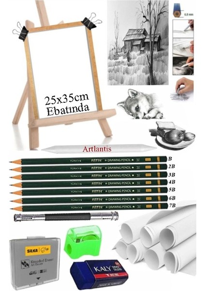Dereceli Kurşun Kalem Seti 25X35 Duralit Masaüstü Drawing Şövale Set Resim Kağıdı Kalem Uzatma Gölgelendirme Dağıtıcı