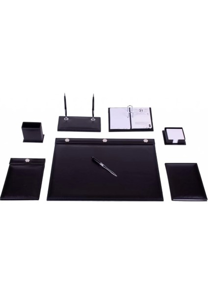 908 Siyah Lüks Sümen Takımı (Düğmeli - 9 Parça)