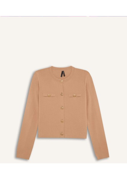 Regular Fit Bisiklet Yaka Basic Düz Düğmeli Triko Hırka C1500AX24WN