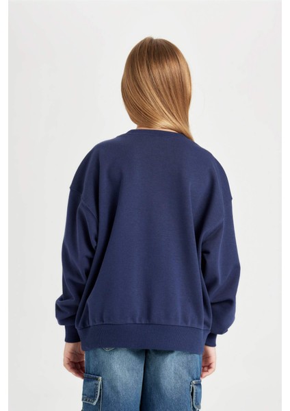 Kız Çocuk Lacivert Harry Potter Relax Fit Bisiklet Yaka Sweatshirt D3865A824AU