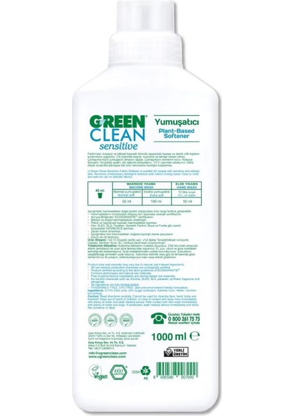 Bfs Green Clean Sensitive Parfümsüz Bitkisel Yumuşatıcı 1000ML fiyatları