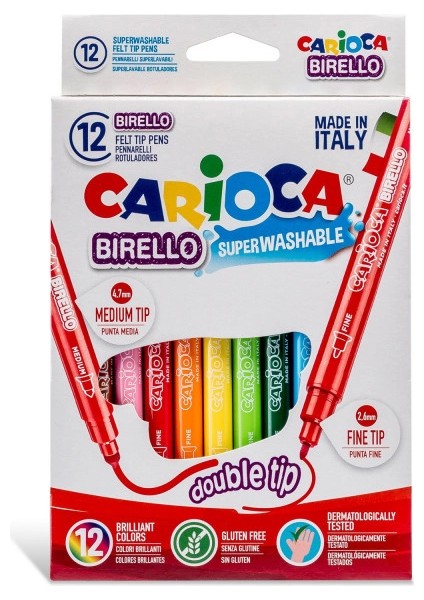 Bfs Carioca Birello Süper Yıkanabilir Çift Taraflı Keçeli Boya Kalemi 12'li