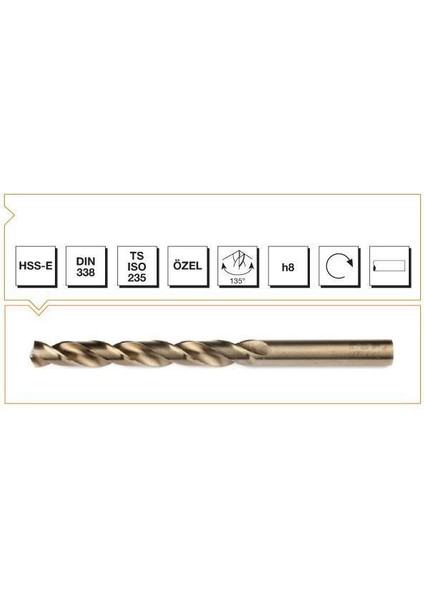 Makina Takım Hss-E Altın Seri Inox Delme Matkap Ucu 6 mm