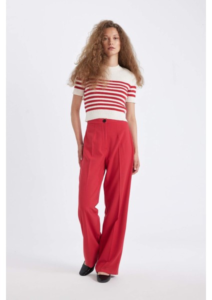 Standart Boy Kumaş Palazzo Pantolon Wide Leg Geniş Bol Paça Basic Düz Yüksek Bel C6402AX24AU
