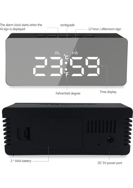 Dijital Çalar Saat Masa Çalar Saat Led Aynalı Çalar Saatler Sıcaklık Göstergesi (Yurt Dışından) fiyatları