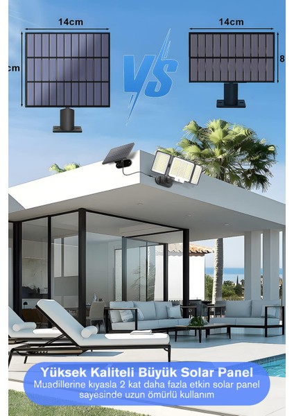 348 LED Solar Bahçe Aydınlatması – Kumandalı, Sarı Işık, 3 Modlu, 5m Panel Kablosu modelleri