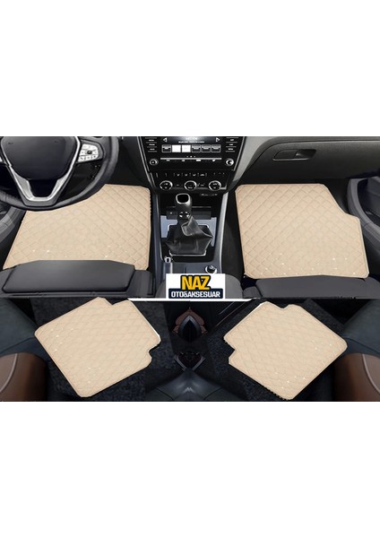 Fiat Stilo 2002 ve Sonrası Uyumlu Bej Dikişli Bej Deri Paspas