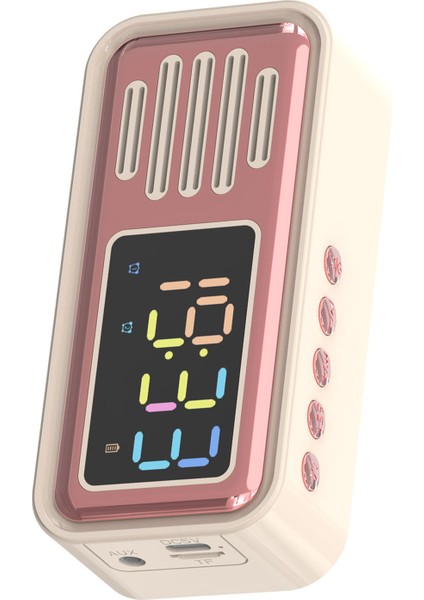 Bluetooth Hoparlör Taşınabilir Yenilikçi Retro Masa Üstü Alarm Kablosuz Hoparlör Led Renkli Ekran Bej (Yurt Dışından) modelleri