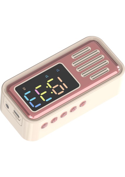 Bluetooth Hoparlör Taşınabilir Yenilikçi Retro Masa Üstü Alarm Kablosuz Hoparlör Led Renkli Ekran Bej (Yurt Dışından) fırsatları