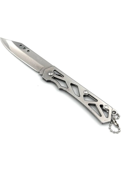 Gümüş Mini Kamp Outdoor Metal Cep Çakısı - Kompakt ve Şık Mini Bıçak