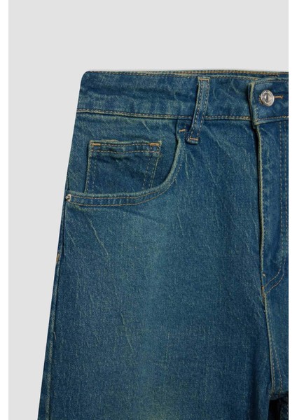 Comfort Mom Yüksek Bel Uzun Jean Yıkamalı Pantolon D4302AX24AU