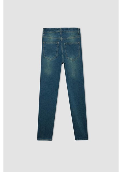 Comfort Mom Yüksek Bel Uzun Jean Yıkamalı Pantolon D4302AX24AU