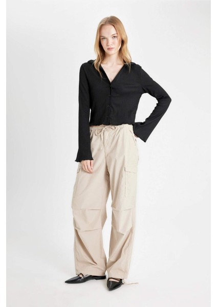 Coool Paraşüt Poplin Pantolon Basic Düz Cepli Beli Lastikli A6266AX24AU
