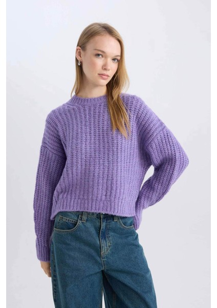 Coool Oversize Geniş Kalıp Bisiklet Yaka Triko Kazak V1811AZNS
