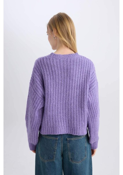 Coool Oversize Geniş Kalıp Bisiklet Yaka Triko Kazak V1811AZNS