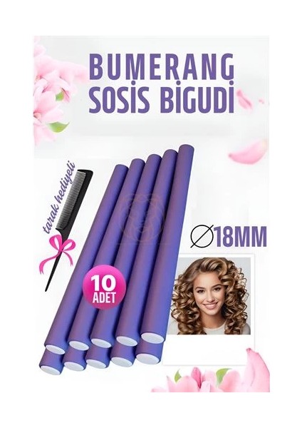 Bumerang Sosis Bigudi Tarak Seti 18 mm Kalınlık 10 Adet