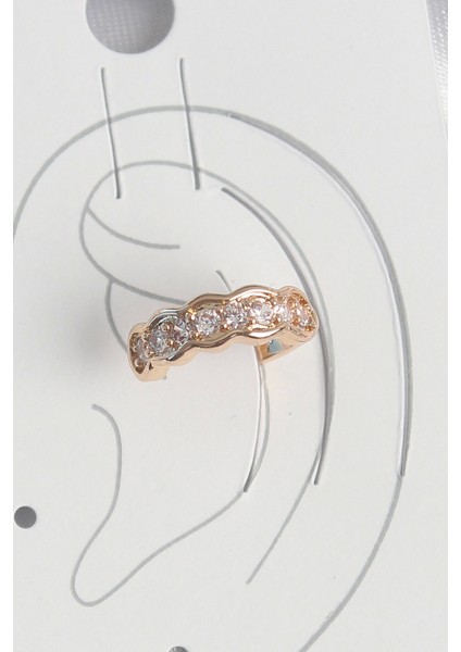 Bfs Pirinç Gold Renk Zirkon Taşlı Kadın Kıkırdak Küpe