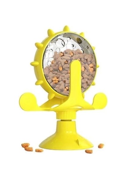 Bfs Vantuzlu Zilli Interaktif Dönebilen Mama Kaplı Renkli Eğlenceli Eğitici Kedi Oyuncağı