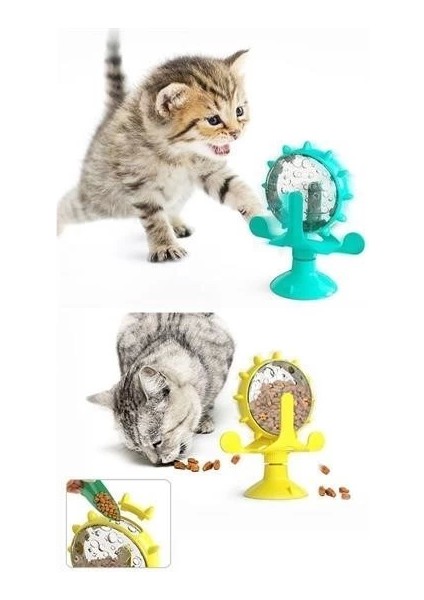 Bfs Vantuzlu Zilli Interaktif Dönebilen Mama Kaplı Renkli Eğlenceli Eğitici Kedi Oyuncağı