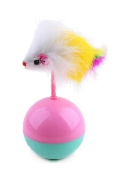 Bfs Kedi Oyun Topu Tüylü Fareli Hacı Yatmaz Eğitici Yavru Kedi Fare Kovalama Oyuncağı